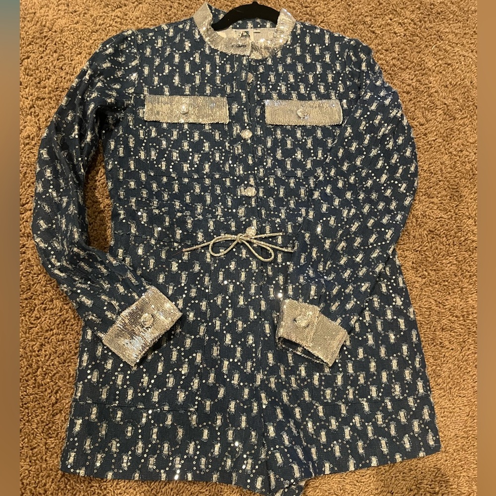 NWT Queen of Sparkles denim romper